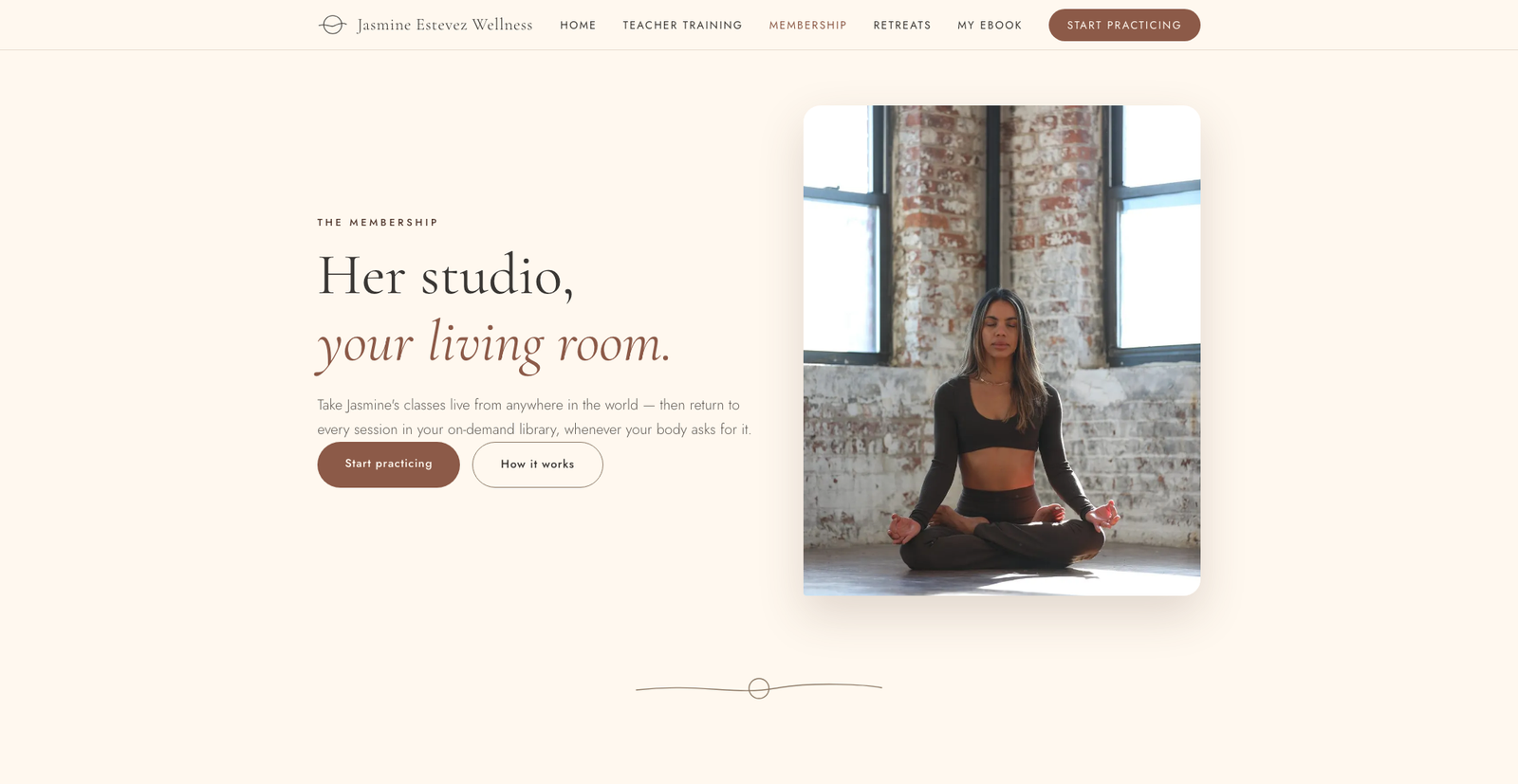Jasmine Estevez Wellness membership page screenshot