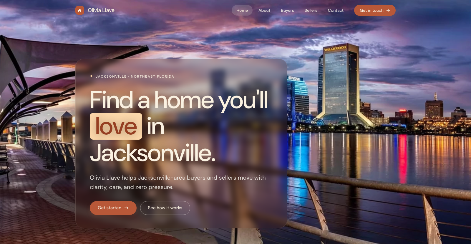 Olivia Llave realtor website homepage screenshot