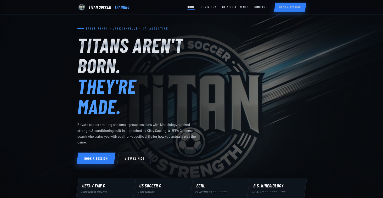 Titan Soccer Training website